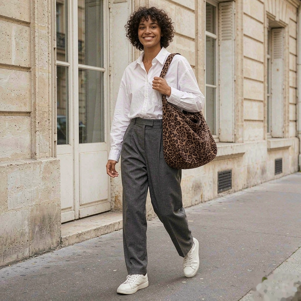 Sac Cabas Imprimé Léopard en Toile - Grand Sac Épaule & Bandoulière Style Vintage