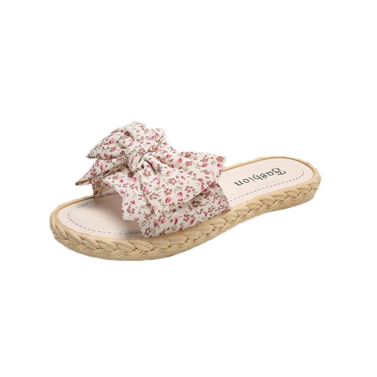 Sandales et Mules pour Femmes Bowknot Sandales Plates Femme Chaussures D'été Décontractées à Enfiler Semelle Tissée Antidérapante Pantoufles Femme Ete Confortable Mode Chaussons de Plage