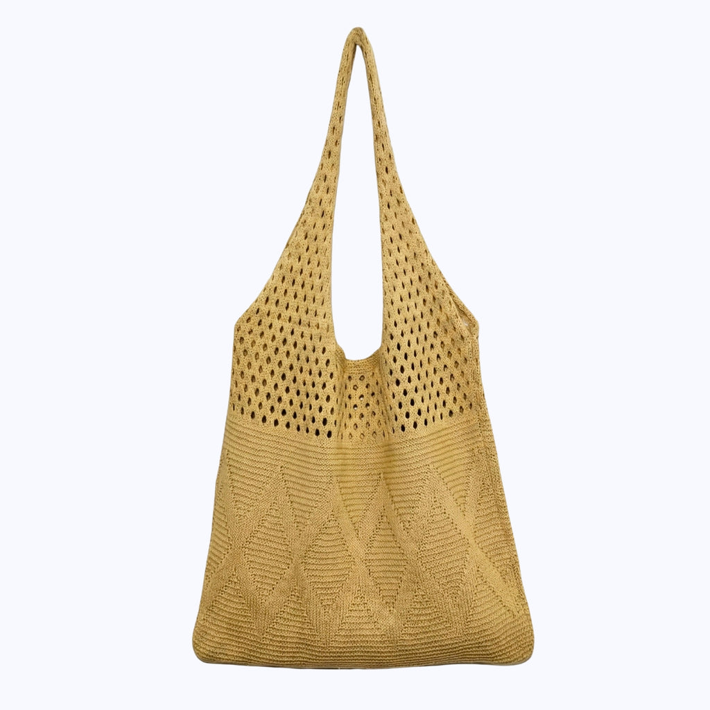 Sac à bandoulière pour femme - Grande capacité - Sac en tricot - Sac de plage tendance - Sac de vacances pour les voyages