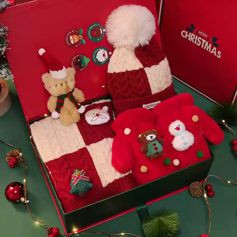 Coffret Cadeau de Noël - Ensemble Bonnet et Écharpe pour Enfants - Cadeau Bébé - Accessoires Chauds pour l'Automne et l'Hiver