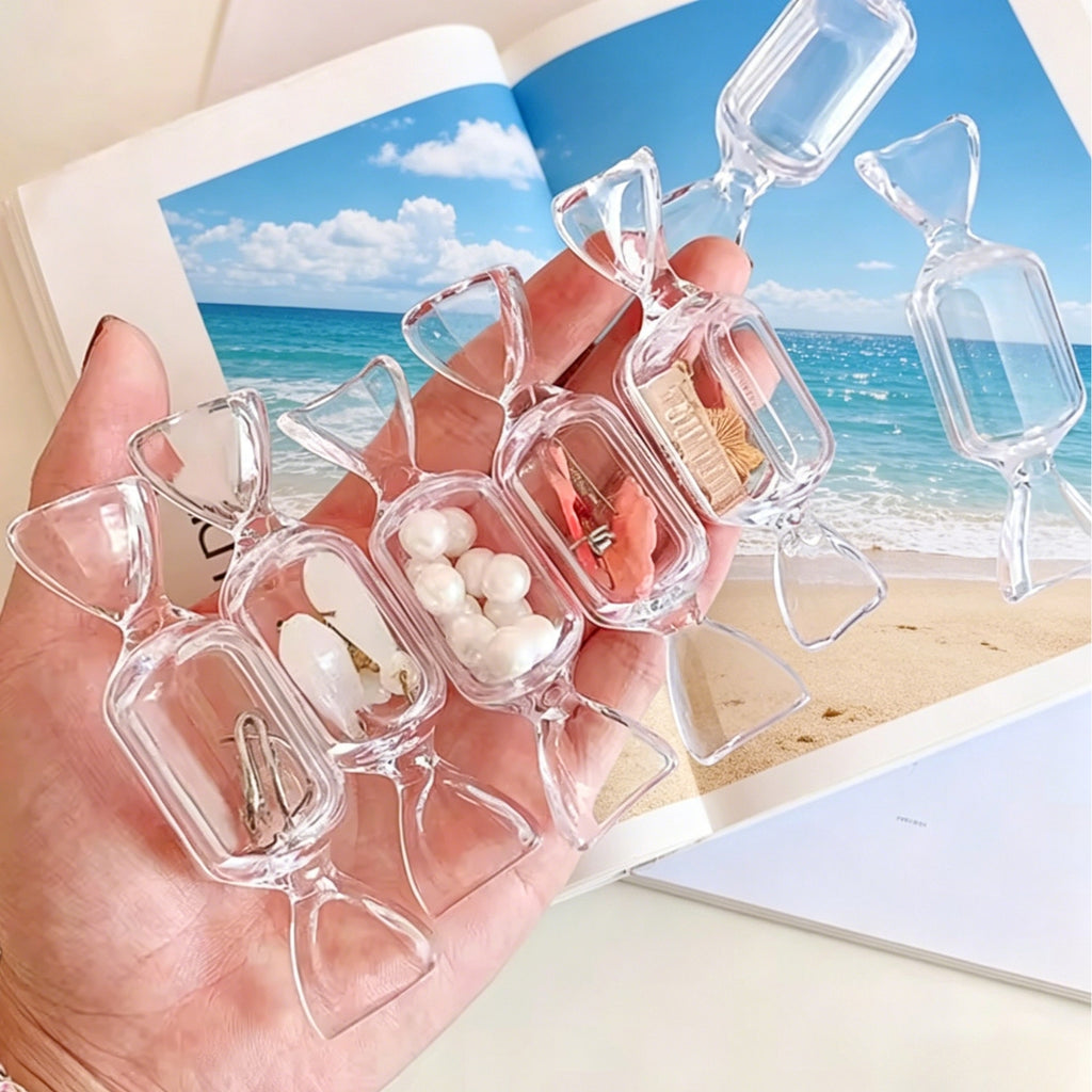 Boîte de Rangement en Forme de Bonbons - Lot de 10 boîtes à bijoux transparentes pour bijoux de voyage pour femmes et filles