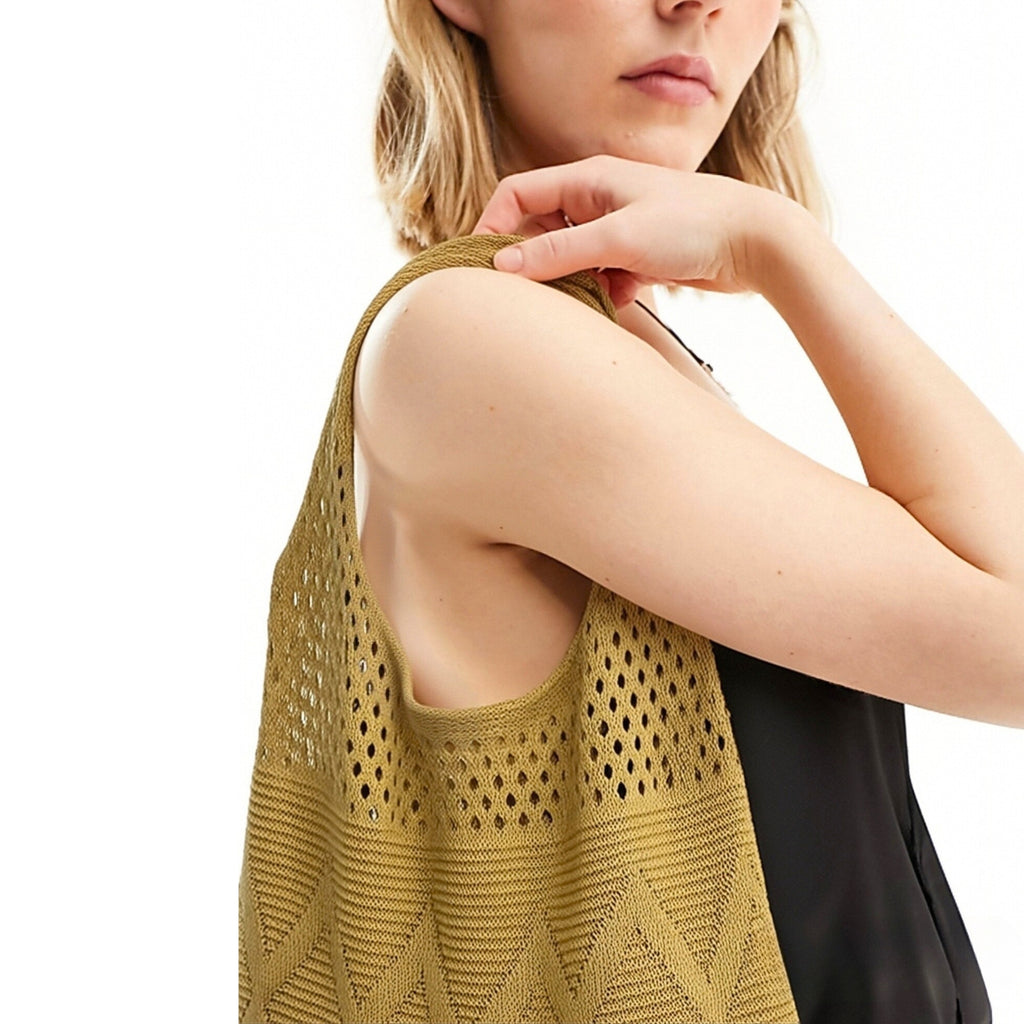 Sac à bandoulière pour femme - Grande capacité - Sac en tricot - Sac de plage tendance - Sac de vacances pour les voyages
