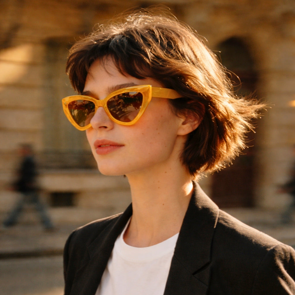 Lunettes de soleil en forme d'œil de chat triangulaire pour femmes, lunettes de soleil à la mode résistantes aux UV, lunettes rétro tendance