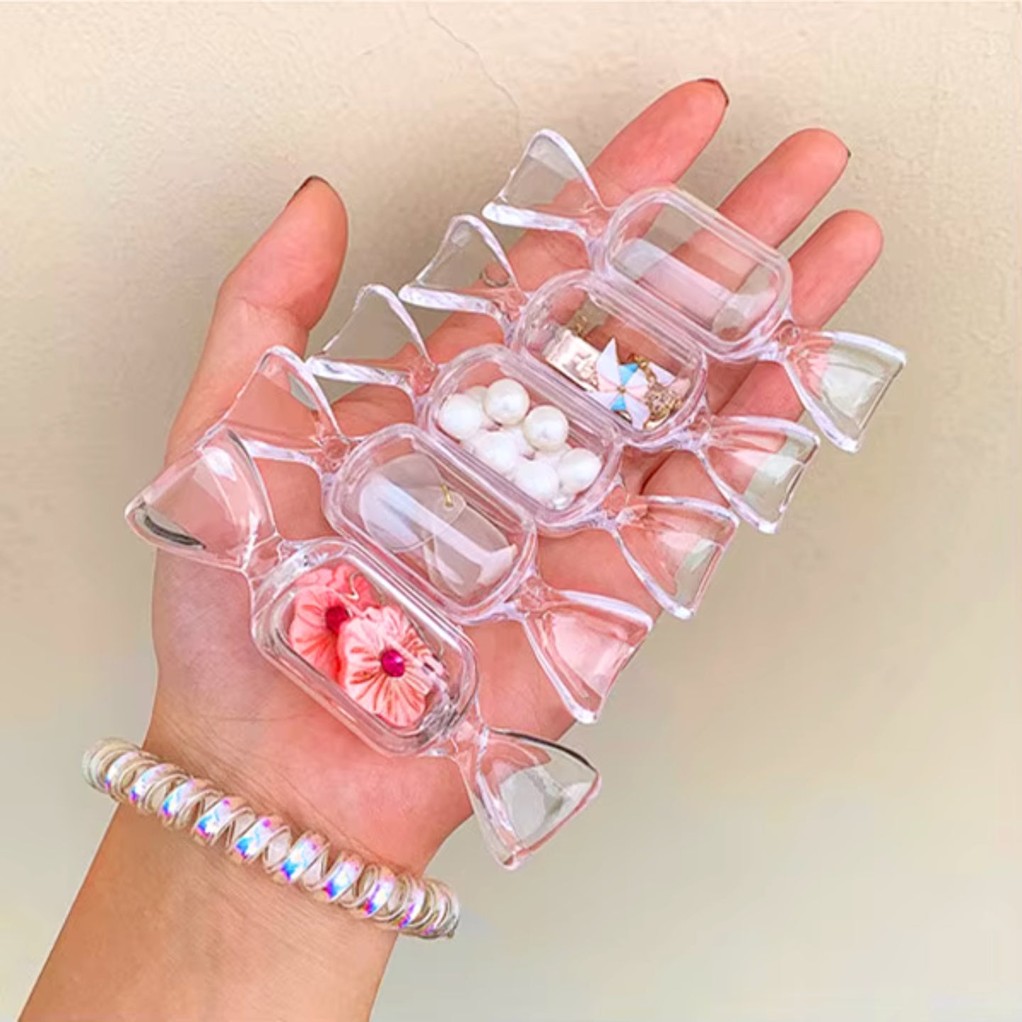 Boîte de Rangement en Forme de Bonbons - Lot de 10 boîtes à bijoux transparentes pour bijoux de voyage pour femmes et filles