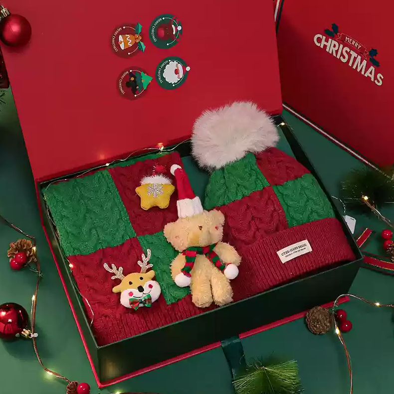 Coffret Cadeau de Noël - Ensemble Bonnet et Écharpe pour Enfants - Cadeau Bébé - Accessoires Chauds pour l'Automne et l'Hiver