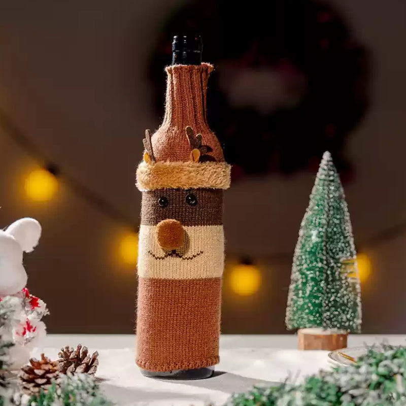 Housses décoratives pour bouteilles de Noël - Père Noël, sapin et scènes festives