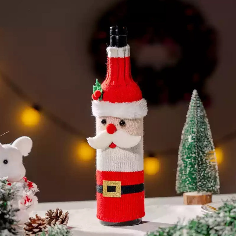 Housses décoratives pour bouteilles de Noël - Père Noël, sapin et scènes festives