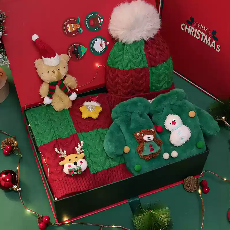 Coffret Cadeau de Noël - Ensemble Bonnet et Écharpe pour Enfants - Cadeau Bébé - Accessoires Chauds pour l'Automne et l'Hiver