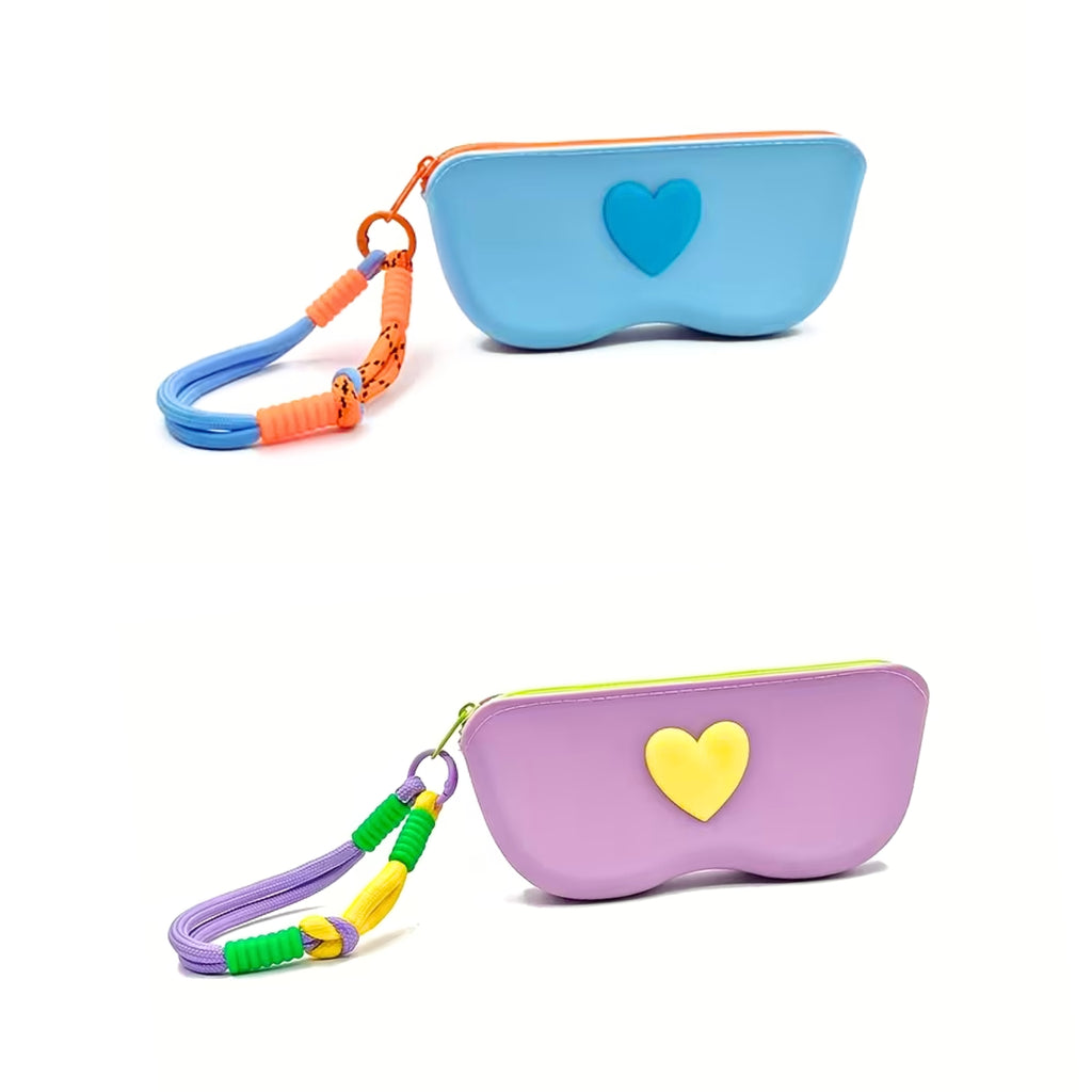 Étui à lunettes en silicone avec dragonne tressée – Pochette zippée waterproof pour lunettes de soleil 🌞