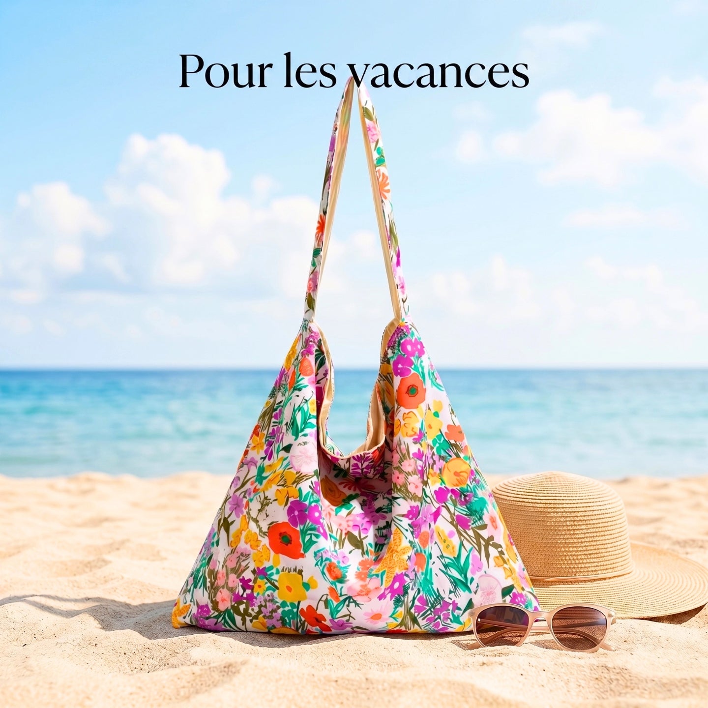 Nylon Sac à bandoulière multifonction de grande capacité à motif floral, tote bag – Sac de courses