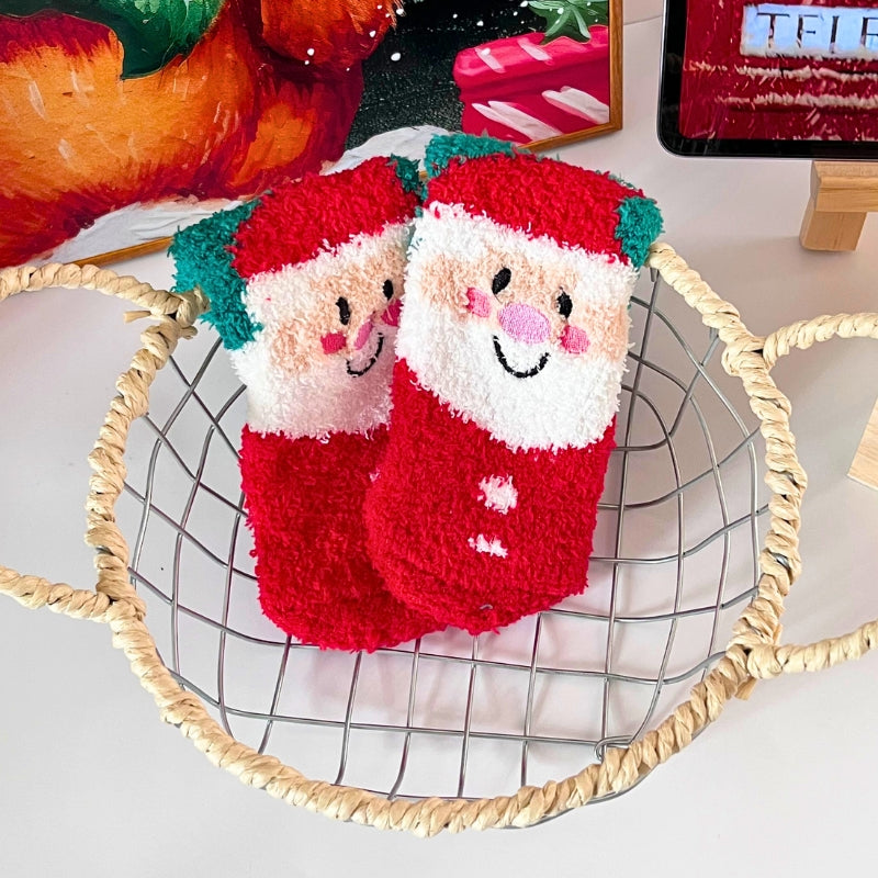 Chaussettes de Noël adorables, coffret cadeau automne/hiver, cadeau de Noël, chaussettes en corail douillettes pour couples, chaussettes de sommeil chauffantes.