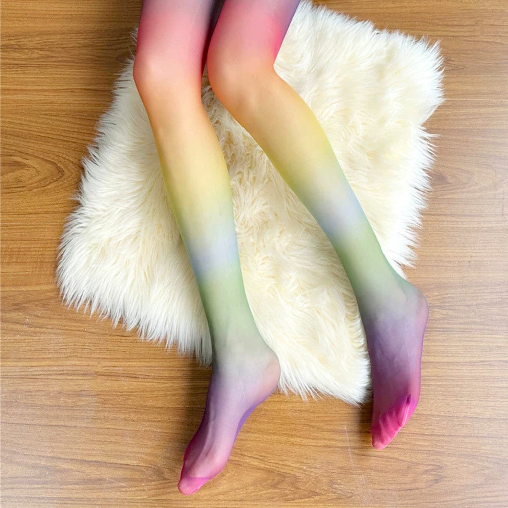 Collant Arc en ciel multicolore - Bas De Fête, Bas Élastiques Et Doux.