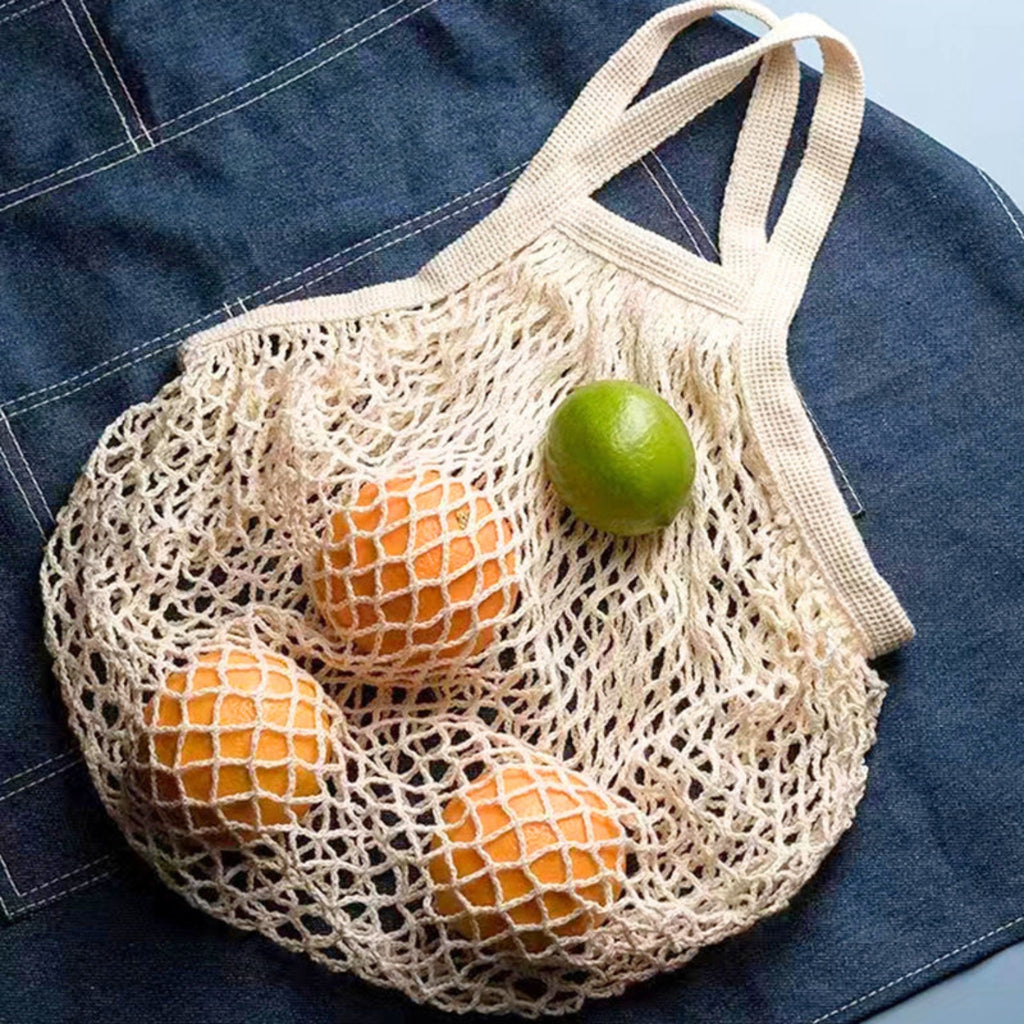 Sac de Courses en Coton Filet - Provisions D’Achat Epicerie Rangement Poche Fruits Légumes Pliable Réutilisable