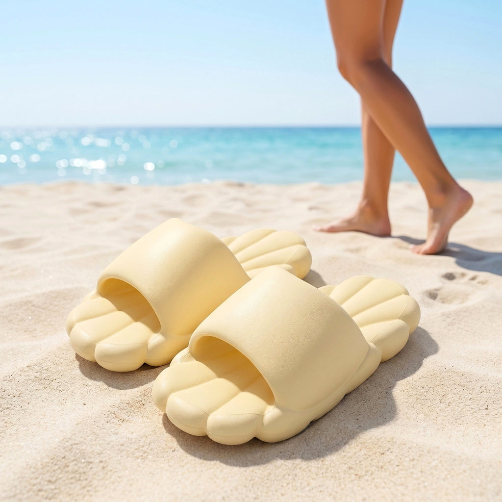 Claquettes Nuage pour Femme-Semelle Épaisse Ultra-Souple Antidérapant-Plage, Piscine, Maison-Couleurs Pastel