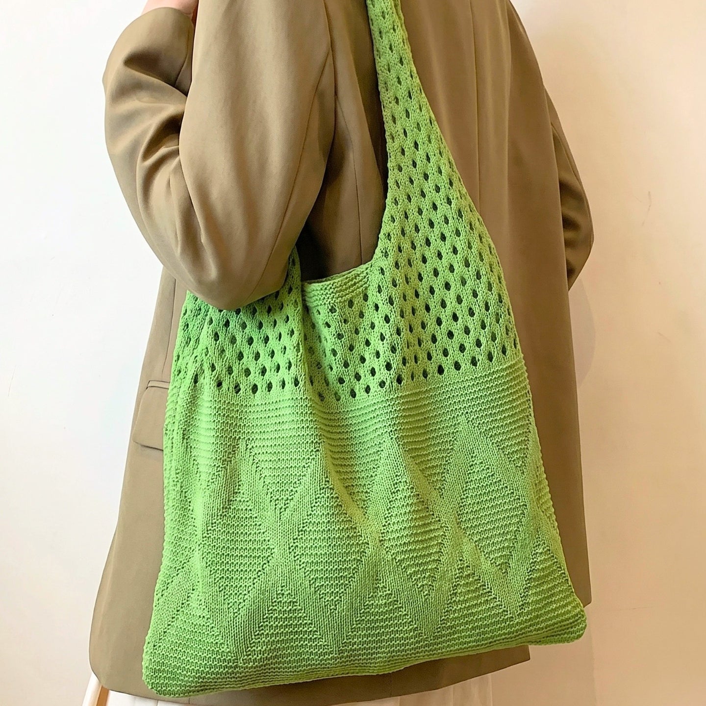 Sac à bandoulière pour femme - Grande capacité - Sac en tricot - Sac de plage tendance - Sac de vacances pour les voyages