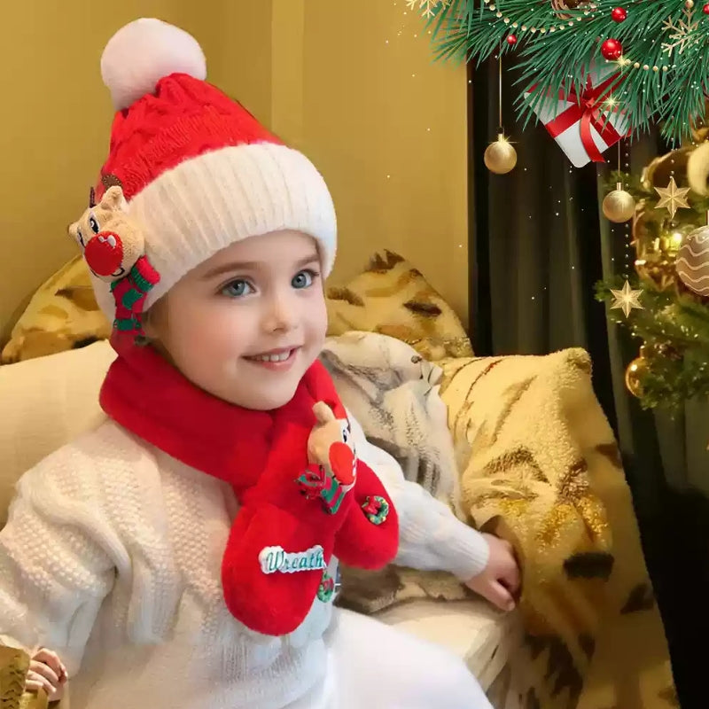 Coffret Cadeau de Noël - Ensemble Bonnet et Écharpe pour Enfants - Cadeau Bébé - Accessoires Chauds pour l'Automne et l'Hiver