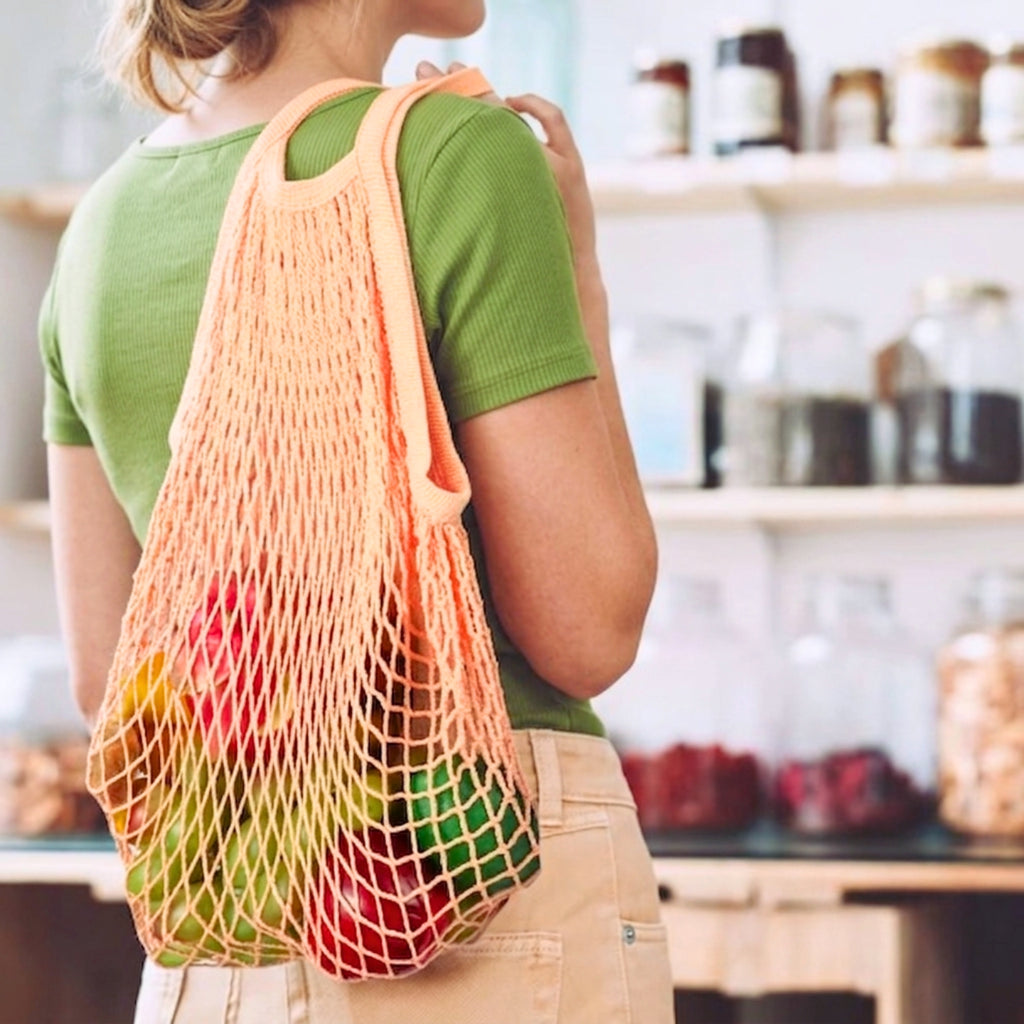 Sac de Courses en Coton Filet - Provisions D’Achat Epicerie Rangement Poche Fruits Légumes Pliable Réutilisable