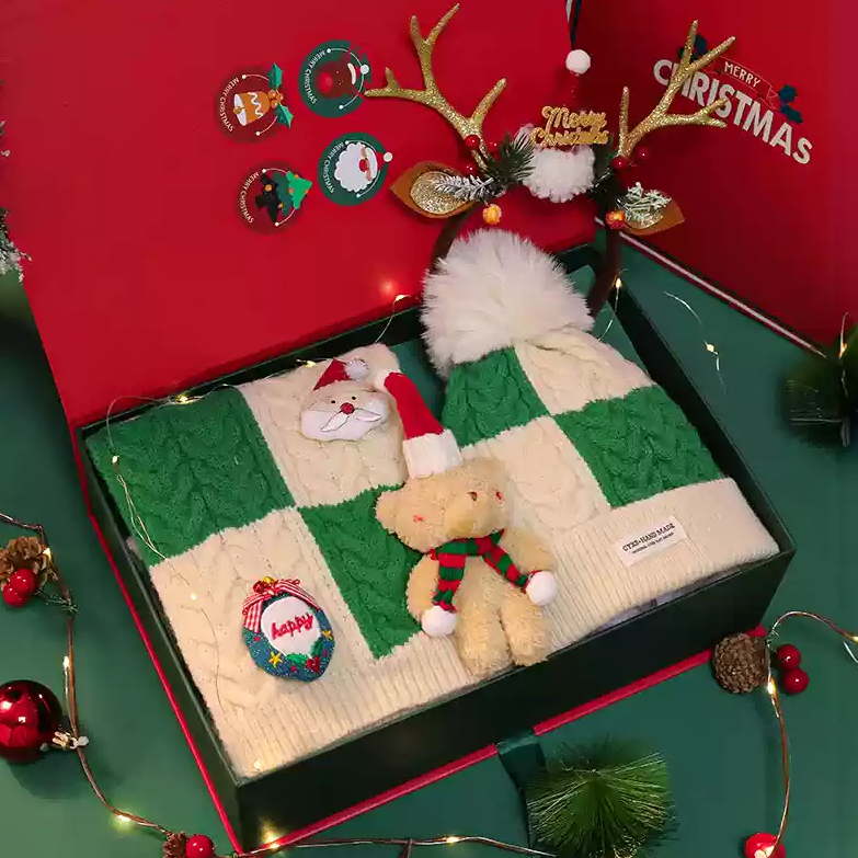 Coffret Cadeau de Noël - Ensemble Bonnet et Écharpe pour Enfants - Cadeau Bébé - Accessoires Chauds pour l'Automne et l'Hiver