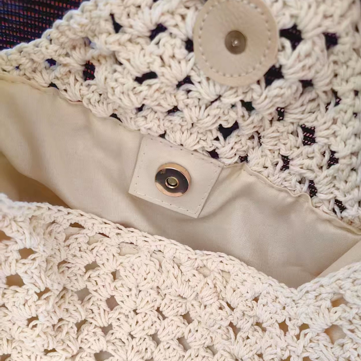 Sac D'épaule Carré En Coton Pour Femmes avec bouton en forme de perle, Et Doté D'une Bandoulière Simple