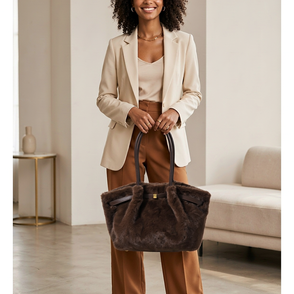Sac Cabas en Fausse Fourrure Douce