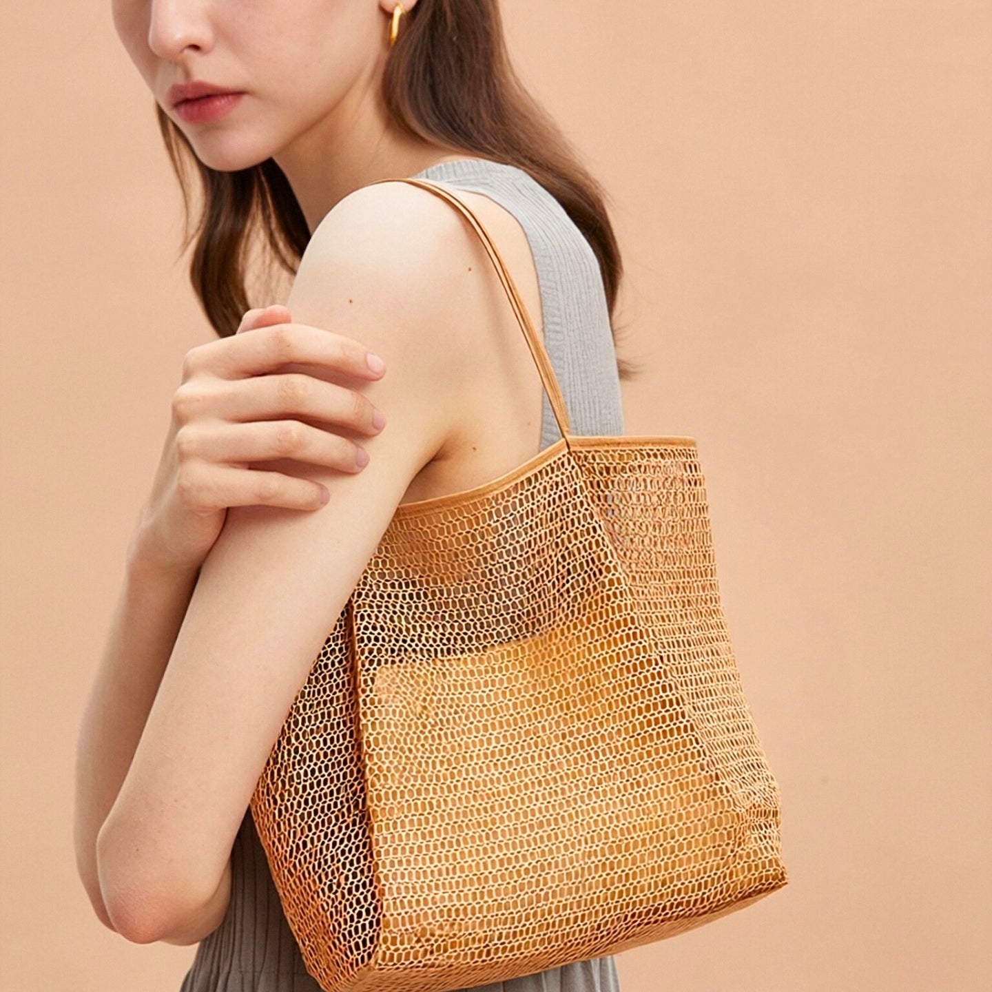 Sac de Plage avec Poche Intrieure, Sacs de piscine en filet transparent pour les plages, Gym, pique-niques, courses, camping...