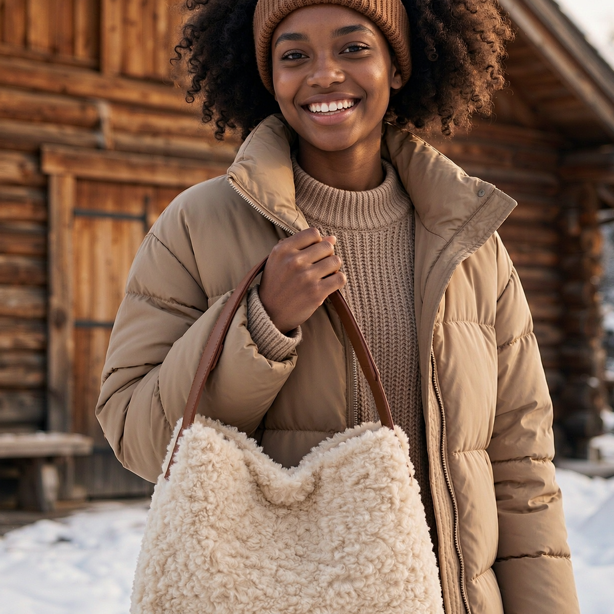 Grand Sac Seau en Fausse Fourrure Moumoute
