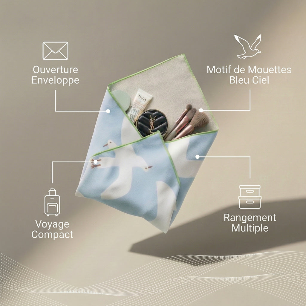 Magic Wrap – Tissu auto-adhésif réutilisable pour organiser soins et essentiels | Lavable, portable et idéal en voyage | Pochette cosmétique / trousse de maquillage multifonction
