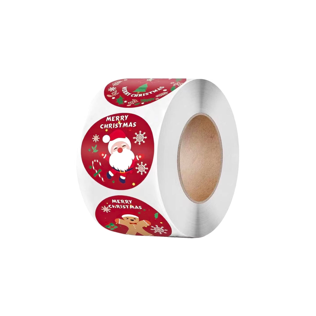 500pcs Autocollantes Noël en 8 motifs, 1 Rouleau d'étiquettes fabriqués à partir de papier couché de haute qualité