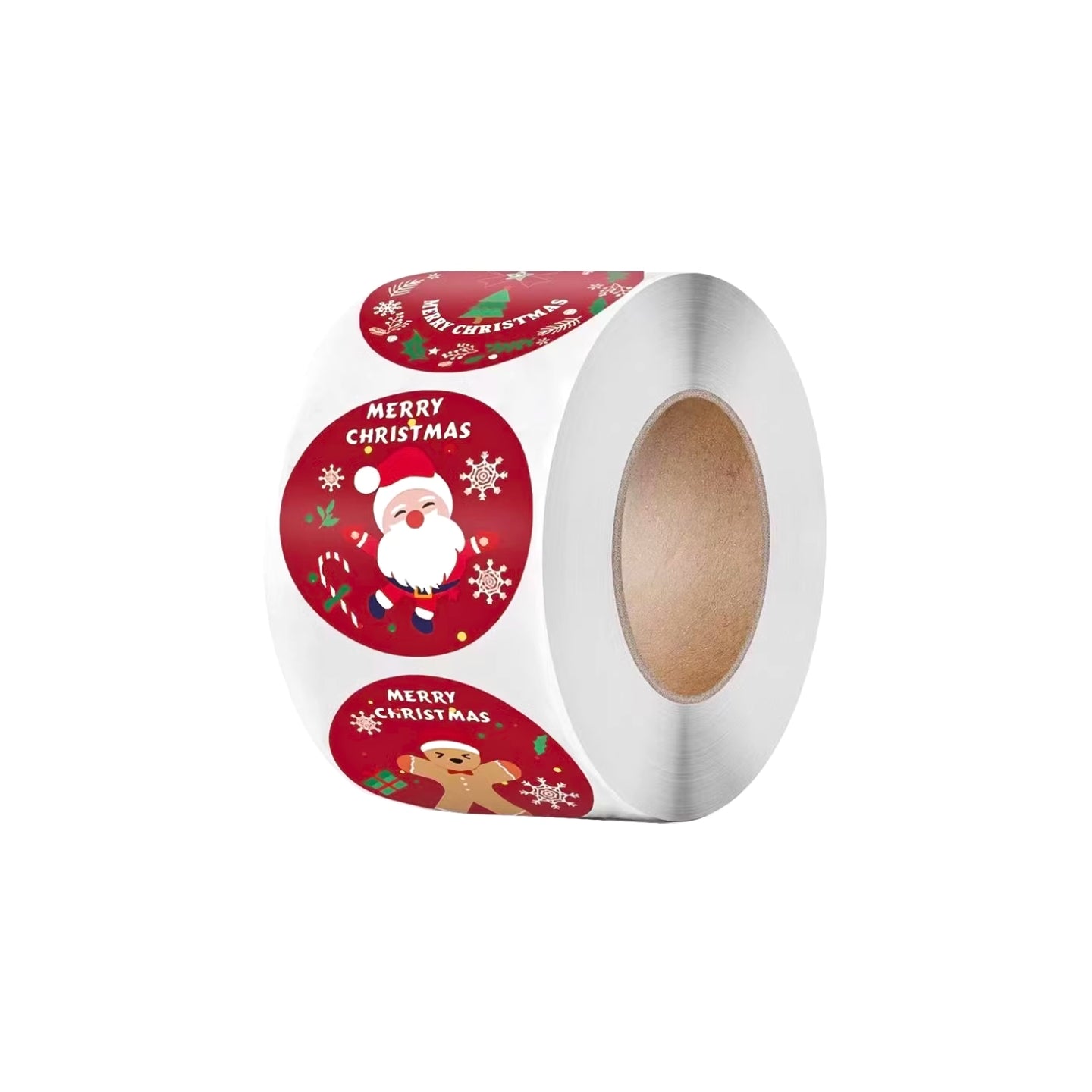500pcs Autocollantes Noël en 8 motifs, 1 Rouleau d'étiquettes fabriqués à partir de papier couché de haute qualité