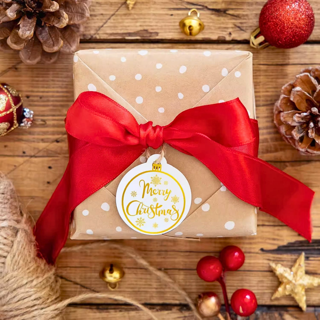 500pcs Autocollants transparents dorés de Noël – 500 pièces par rouleau, étiquettes adhésives festives pour emballages et cadeaux