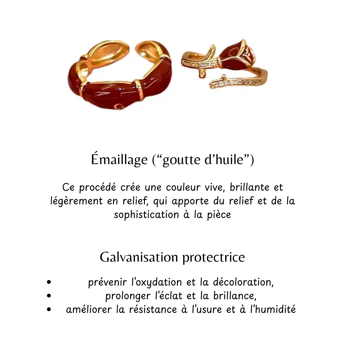 Bagues ouvertes à roses rouges émaillées, en alliage de cuivre doré – porter seule ou en accumulation, Style rétro élégant, idéale pour Noël et le Nouvel An