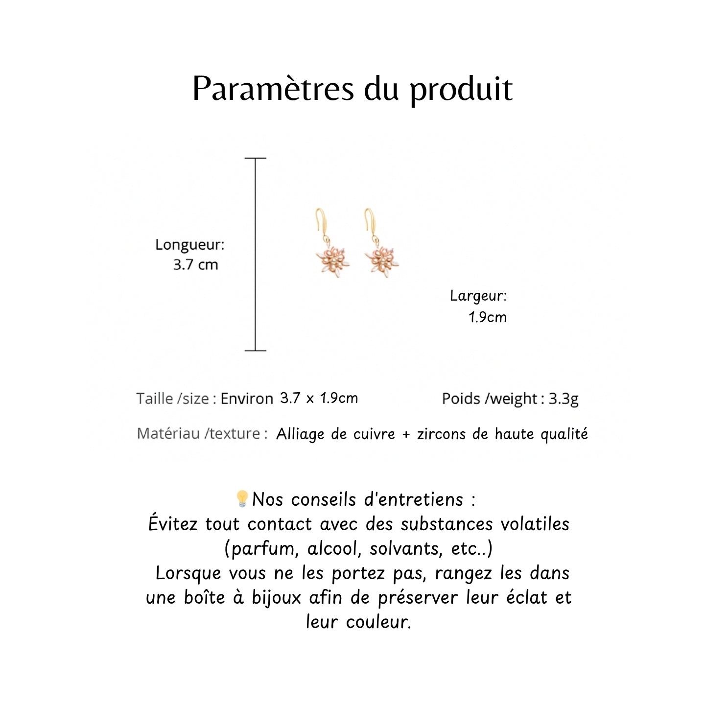 ❄️Boucles d’oreilles flocon de neige scintillantes – Alliage de cuivre, zircons, plaquage protecteur durable, style élégant et festif