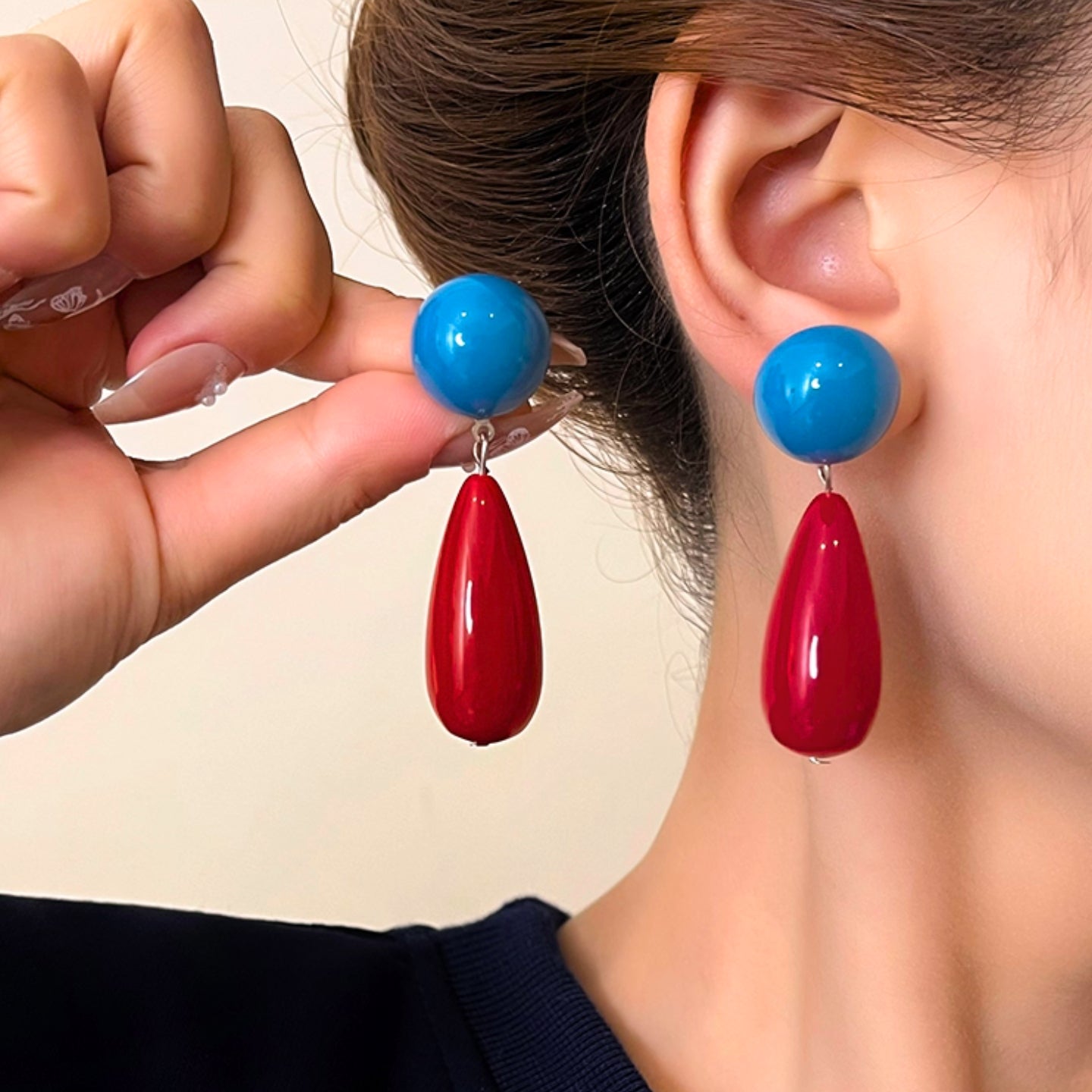 Boucles d'oreilles percées en résine acétate clips – Design géométrique rétro chic & élégance pour les fêtes, acrylique géométrique,