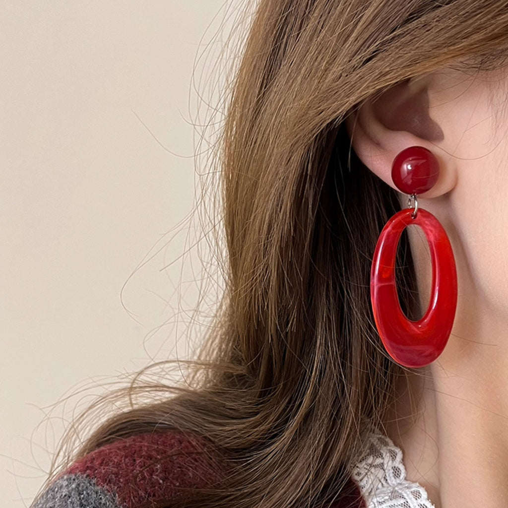 Boucles d'oreilles percées en résine acétate clips – Design géométrique rétro chic & élégance pour les fêtes, acrylique géométrique,
