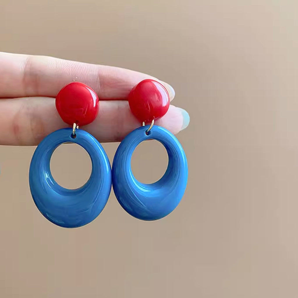 Boucles d'oreilles percées en résine acétate clips – Design géométrique rétro chic & élégance pour les fêtes, acrylique géométrique,