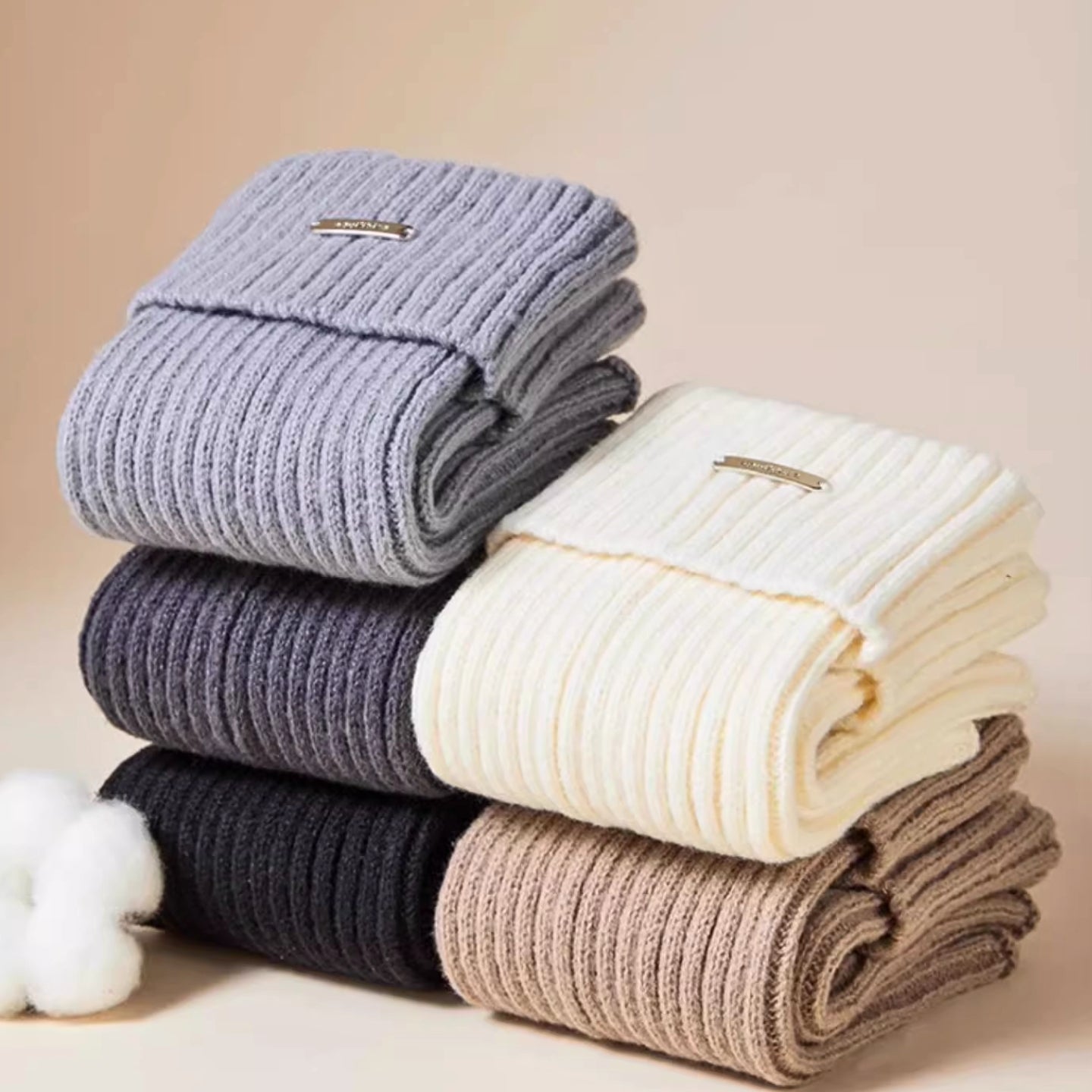 Chaussettes hautes épaisses style Y2K – Coton tricoté doux, bord roulé confortable, parfaites avec mocassins, baskets, Birkenstock ou UGG