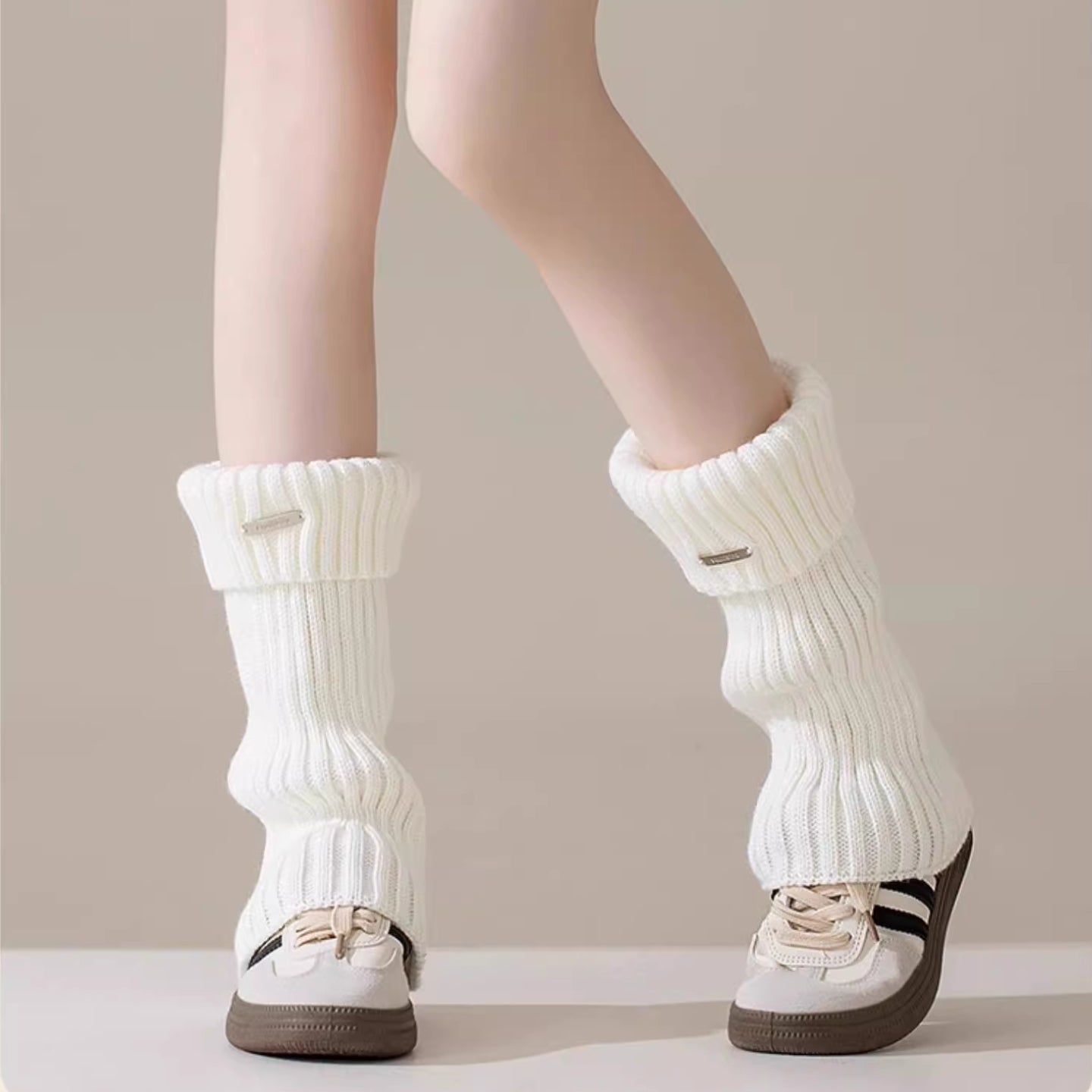 Chaussettes hautes épaisses style Y2K – Coton tricoté doux, bord roulé confortable, parfaites avec mocassins, baskets, Birkenstock ou UGG