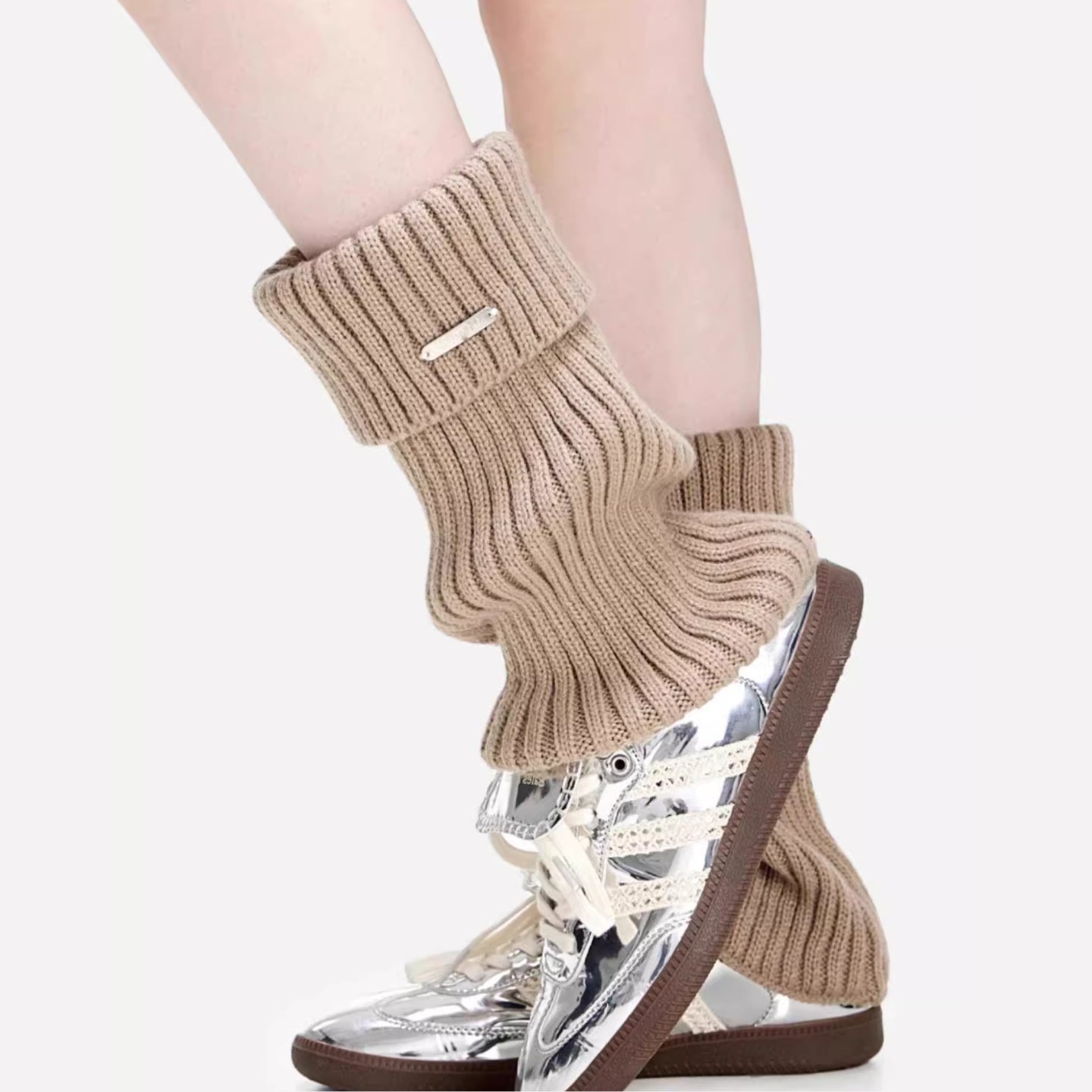 Chaussettes hautes épaisses style Y2K – Coton tricoté doux, bord roulé confortable, parfaites avec mocassins, baskets, Birkenstock ou UGG