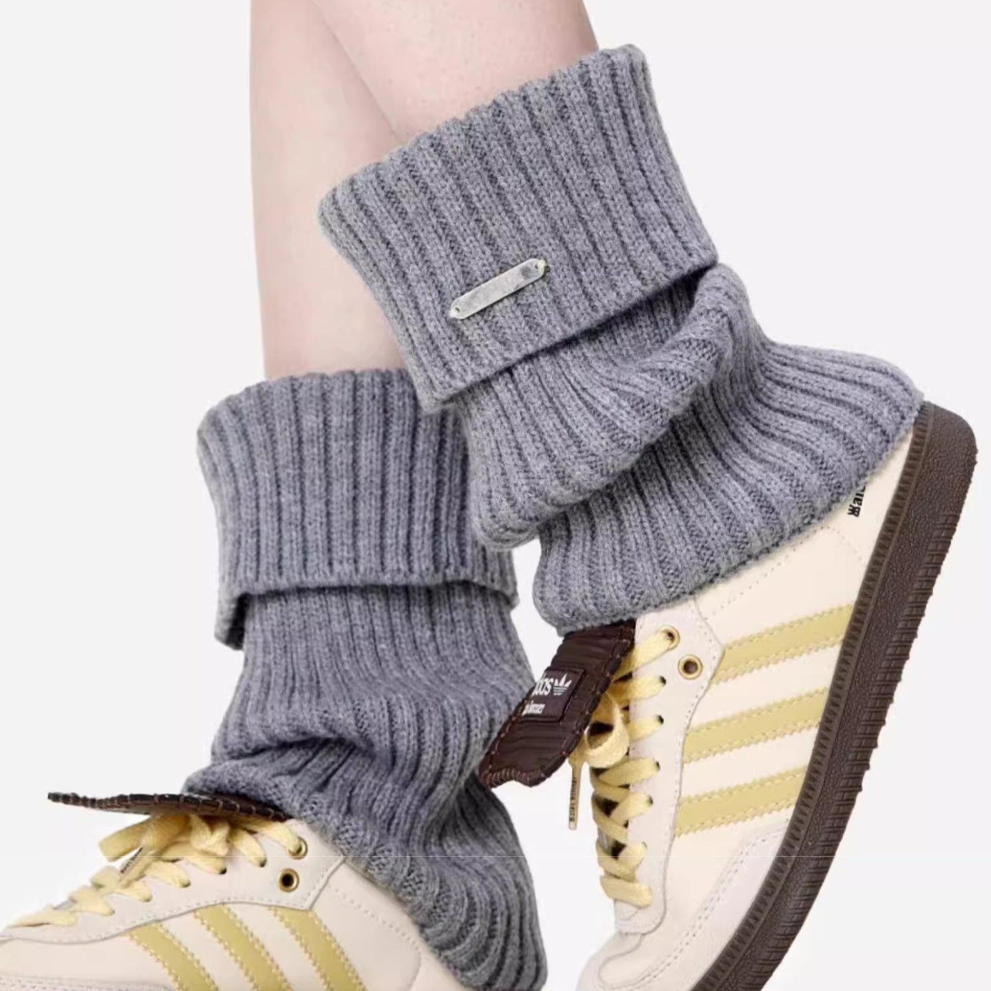 Chaussettes hautes épaisses style Y2K – Coton tricoté doux, bord roulé confortable, parfaites avec mocassins, baskets, Birkenstock ou UGG