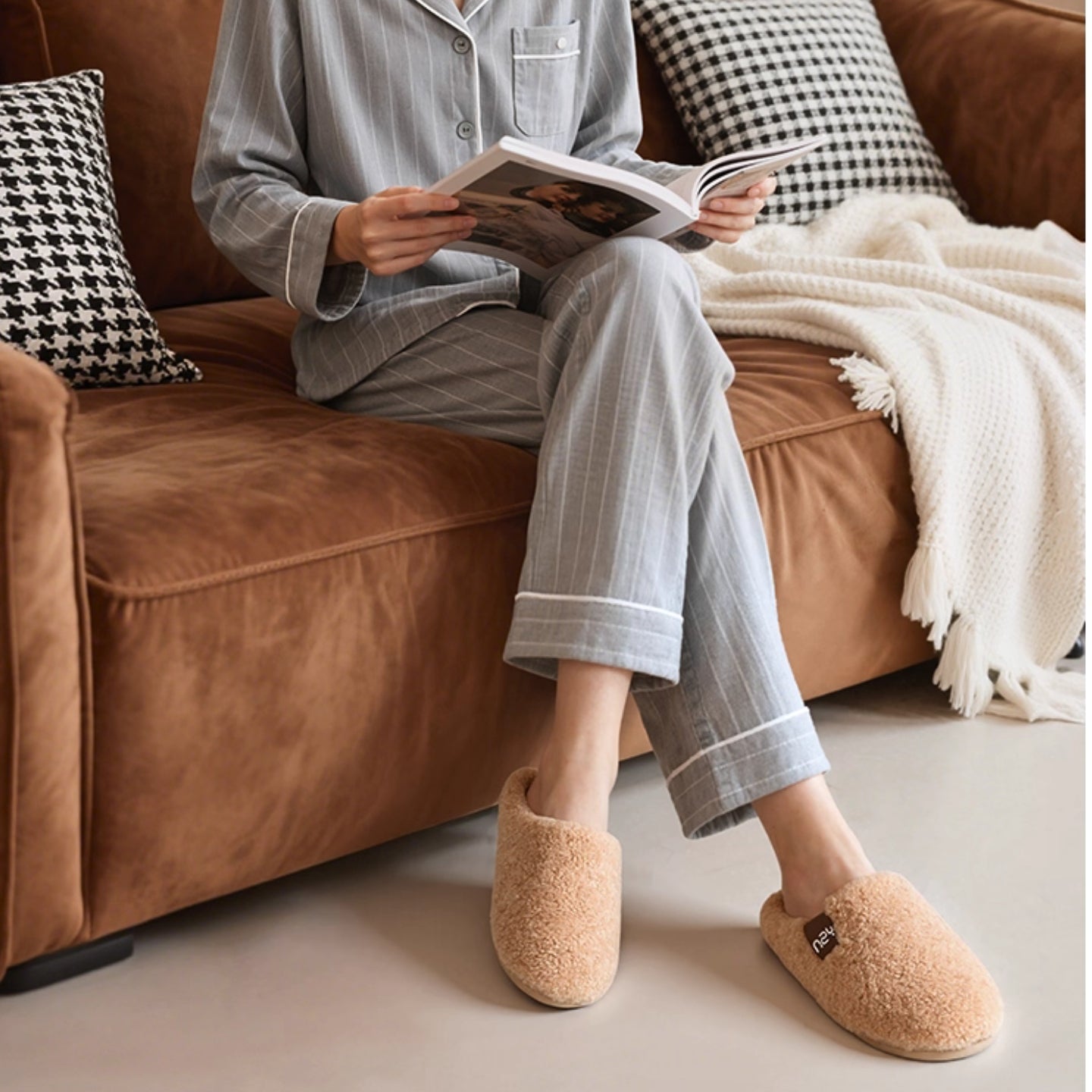 Chaussons mules en fausse fourrure