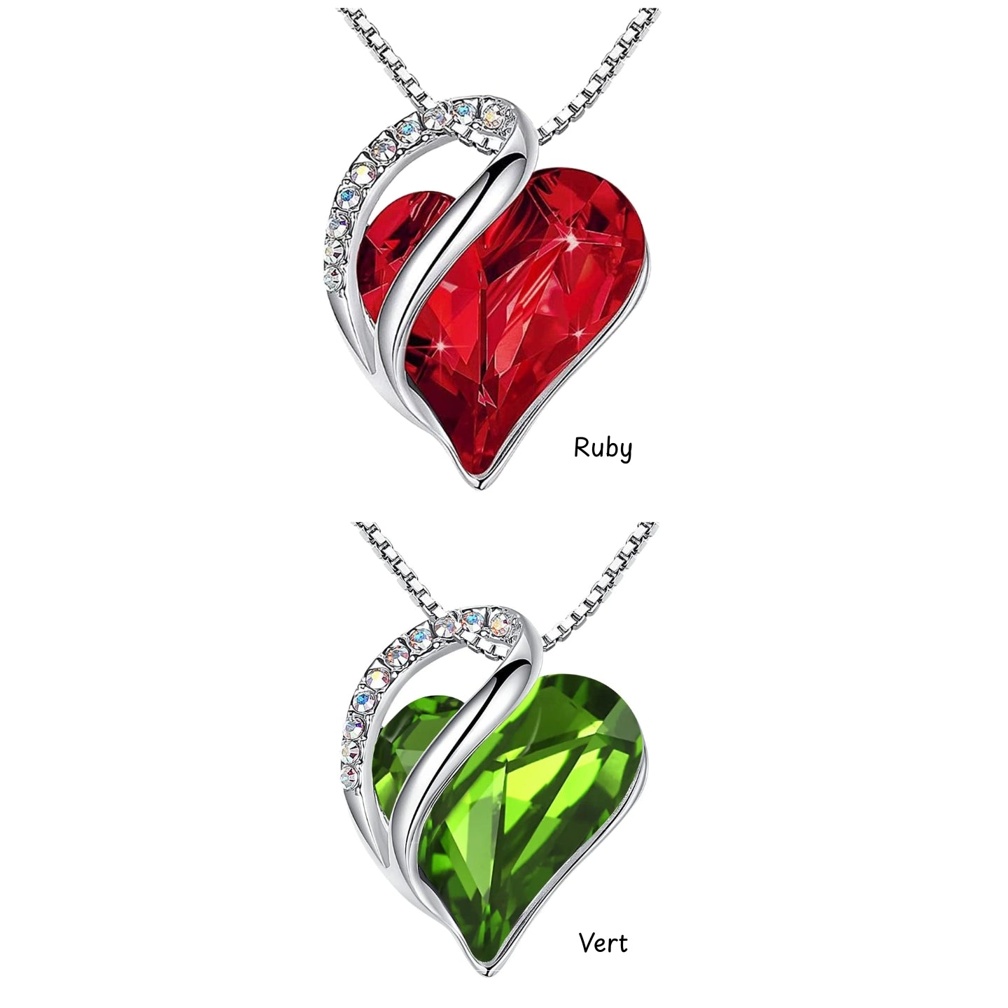 💓Cœur Pendentif Colliers Cœur Cristal - Cadeaux pour Noël Anniversaire de la Saint-Valentin / Fête des Mères pour les Filles Épouse Petite Amie.