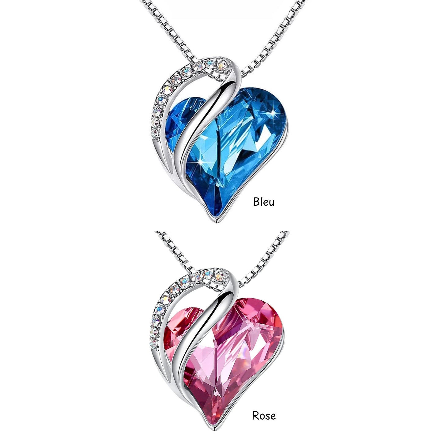 💓Cœur Pendentif Colliers Cœur Cristal - Cadeaux pour Noël Anniversaire de la Saint-Valentin / Fête des Mères pour les Filles Épouse Petite Amie.
