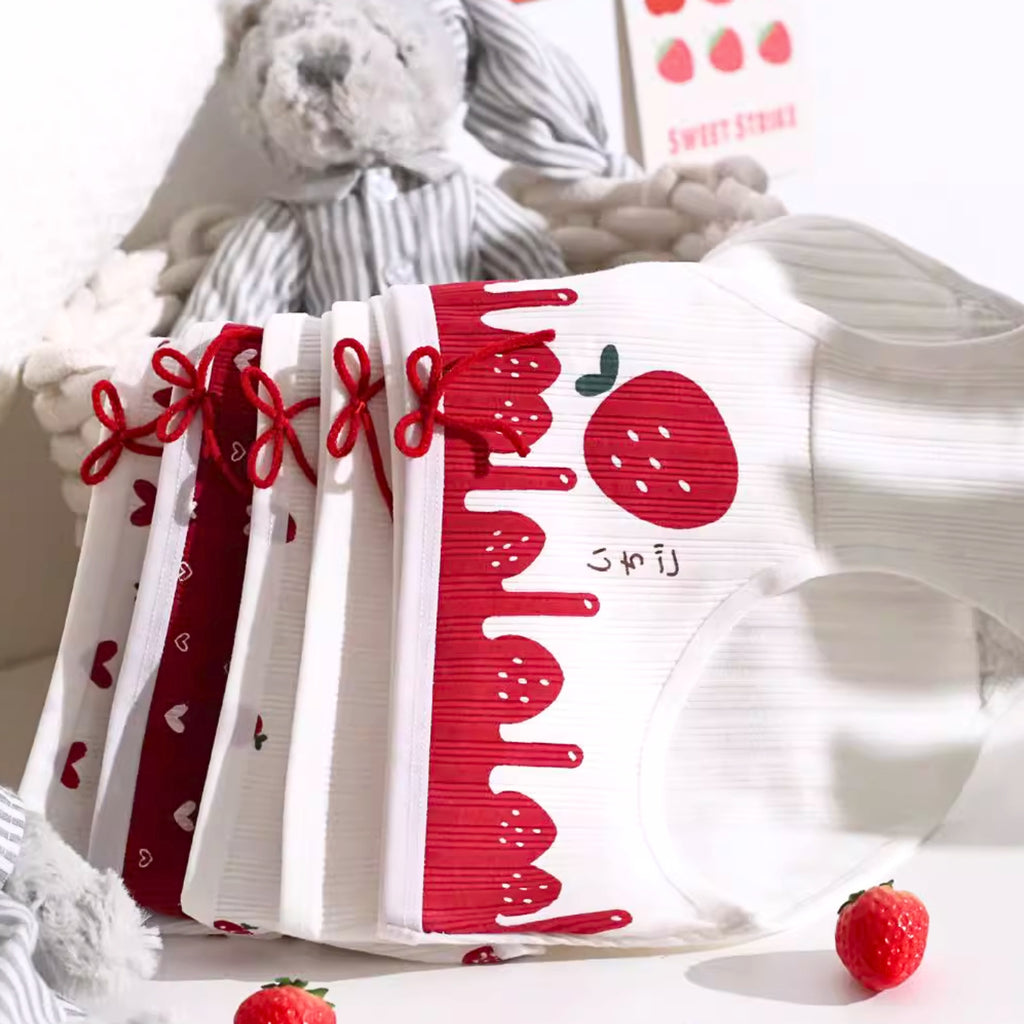 Culotte en coton – style japonais mignon « Noël / Fraise », motif adorable, confort, douceur et charme « kawaii / japonais ».