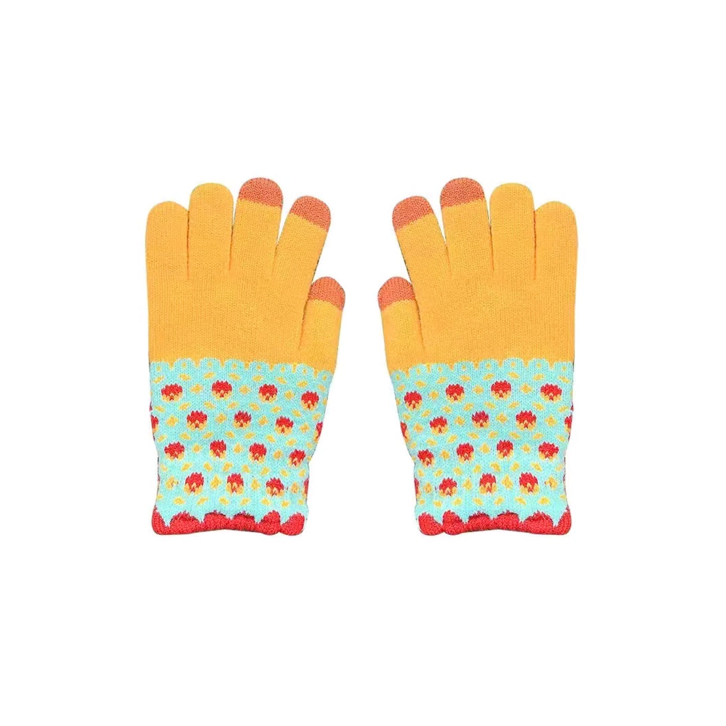 Gants tactiles🧤d’hiver pour femme, motifs fraises, ambiance de Noël, un effet « couple / mix & match » disponible